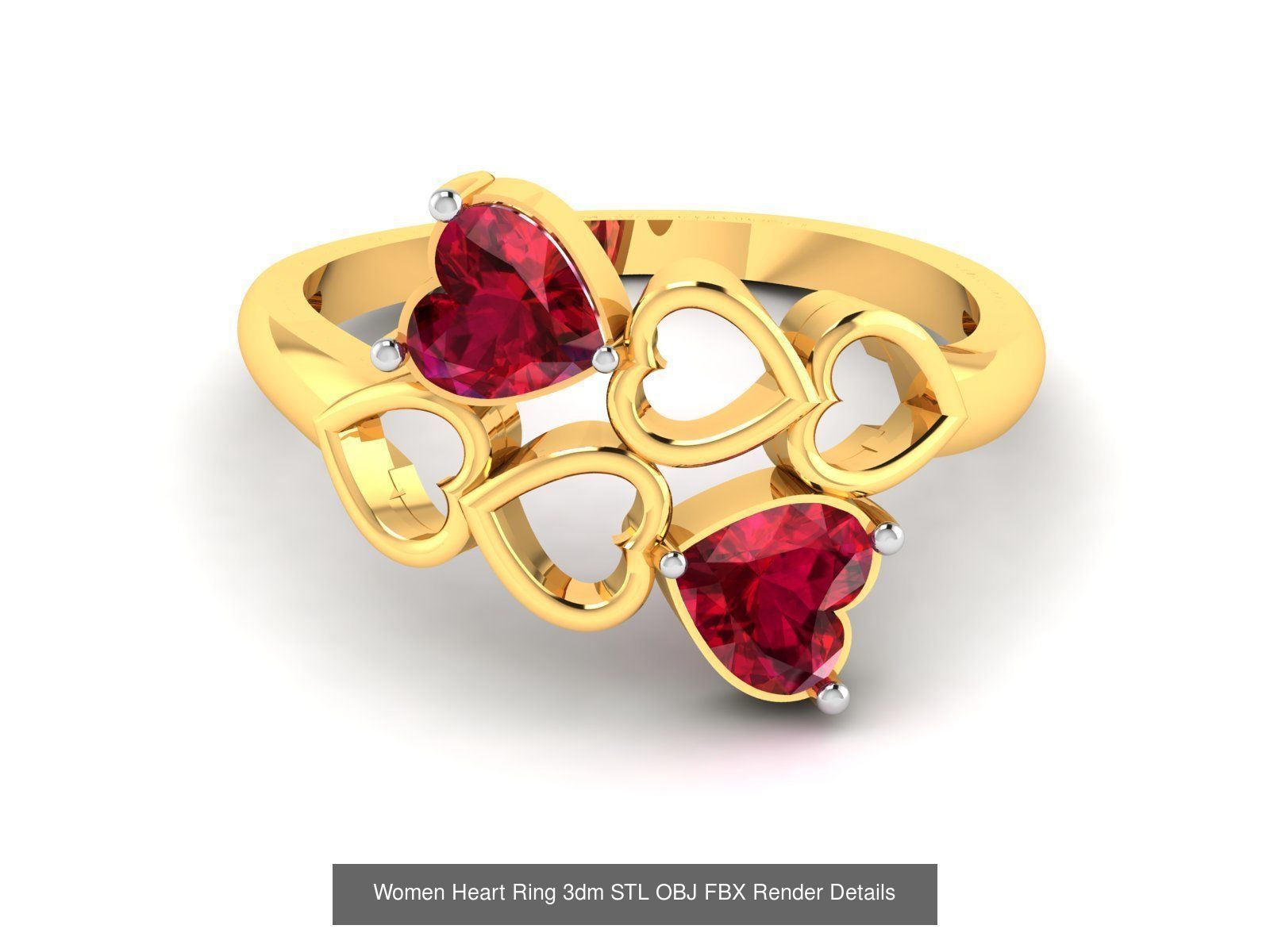 25 Love Heart Ring 3dm STL OBJ FBX Render Bulk Collection _25