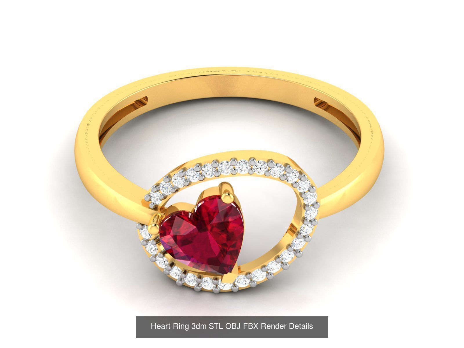 25 Love Heart Ring 3dm STL OBJ FBX Render Bulk Collection _6