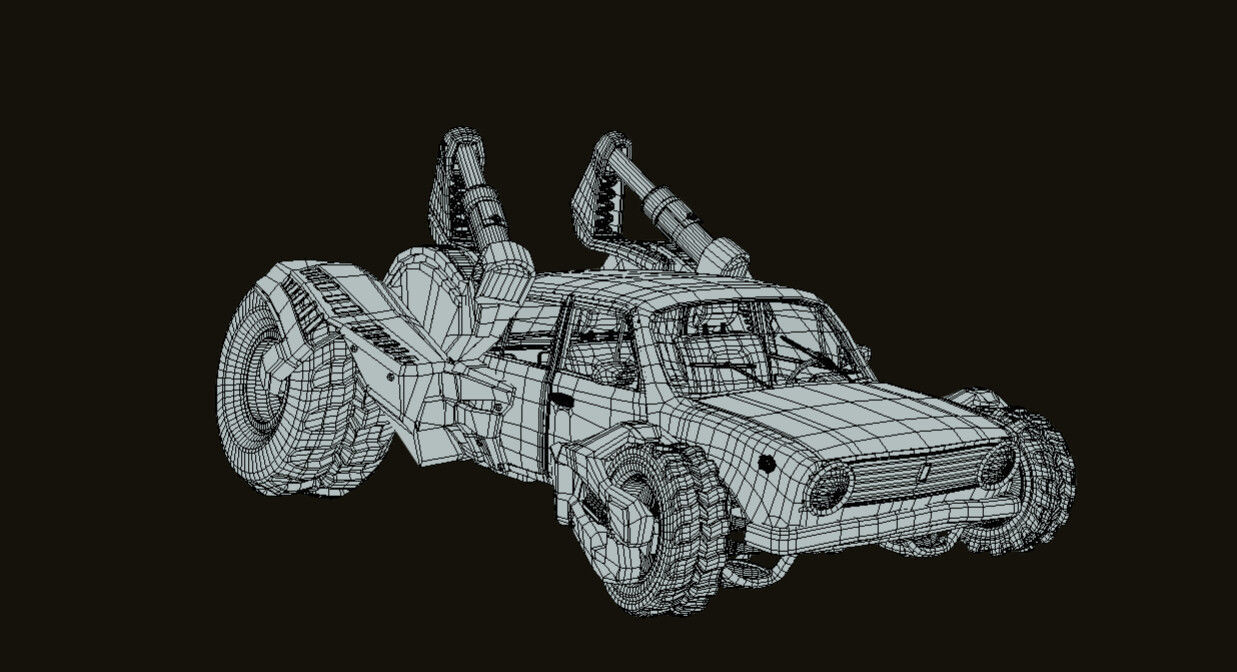 Cyber Zhiga tow truck Low-poly 3D model_8