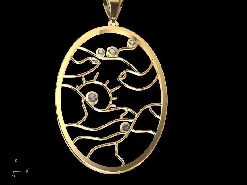 Diamond scenery pendant stl verified 3D print model_3