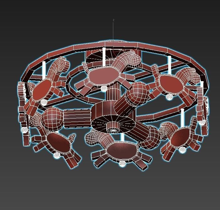 pony-p105 ceiling light with wooden horses 3D model_5