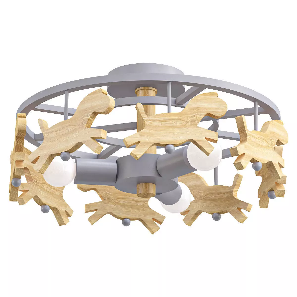 pony-p105 ceiling light with wooden horses 3D model_0