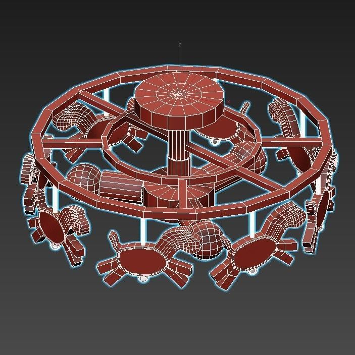 pony-p105 ceiling light with wooden horses 3D model_6