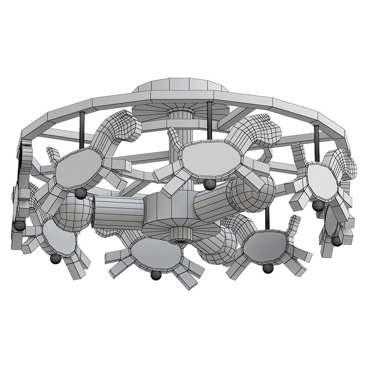 pony-p105 ceiling light with wooden horses 3D model_1