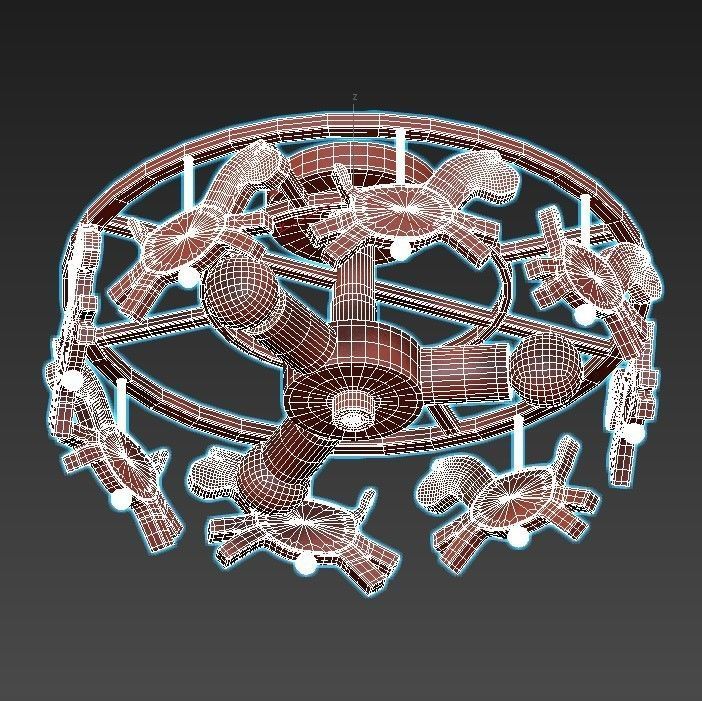 pony-p105 ceiling light with wooden horses 3D model_2