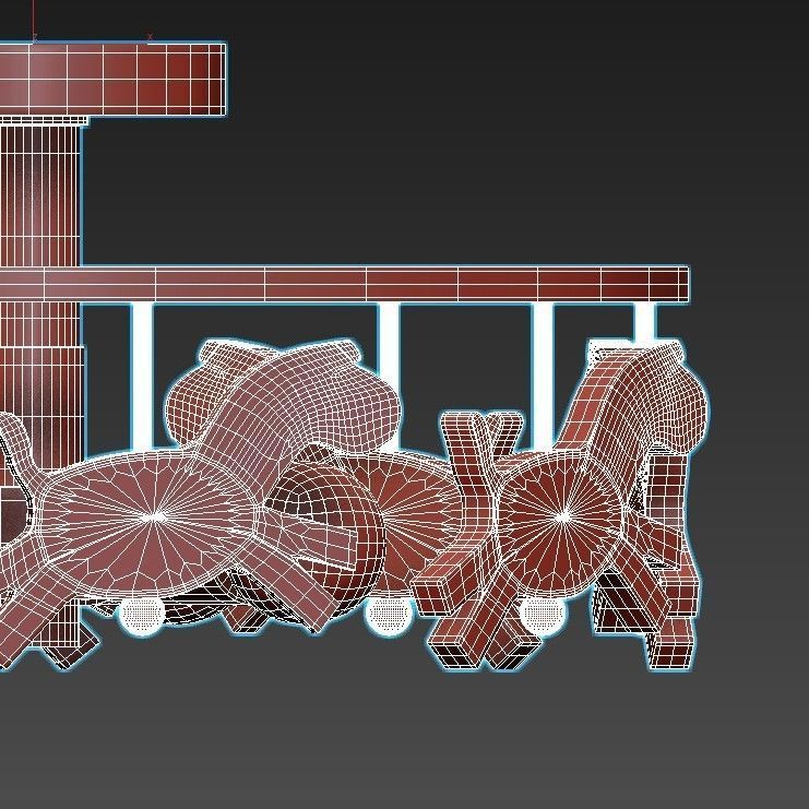 pony-p105 ceiling light with wooden horses 3D model_4