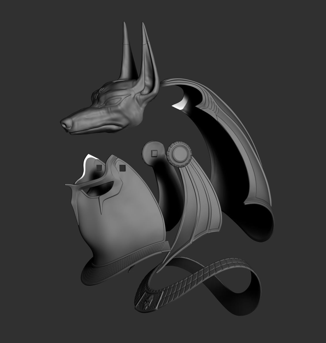 Anubis helmet II 3D print model_14