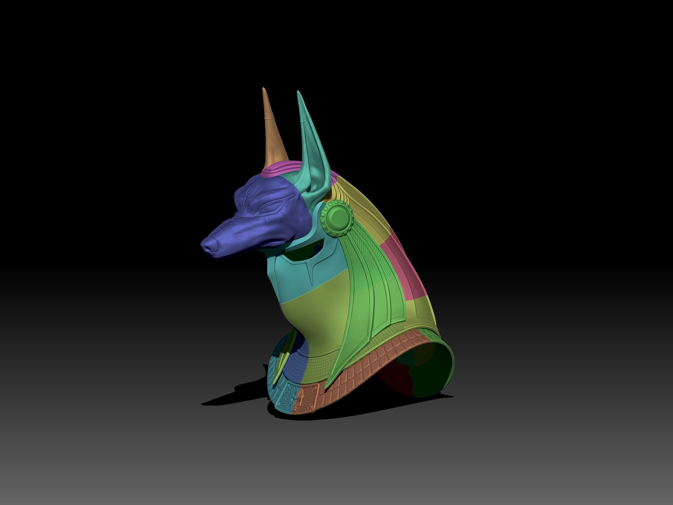 Anubis helmet II 3D print model_17