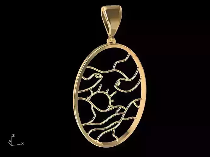 Gold scenery pendant stl verified 