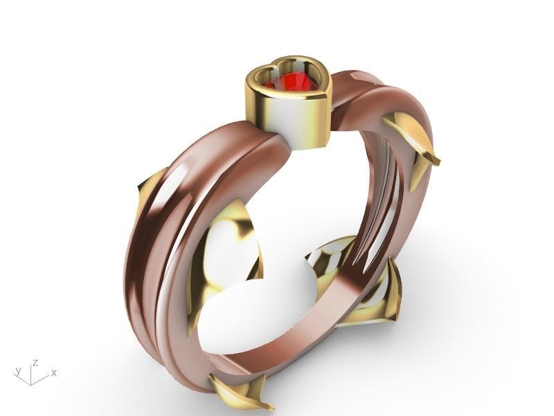 heart diamond dolphin ring stl verified  3D print model_5