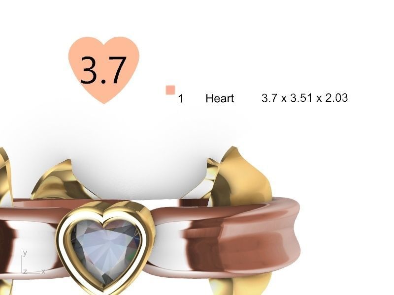 heart diamond dolphin ring stl verified  3D print model_11