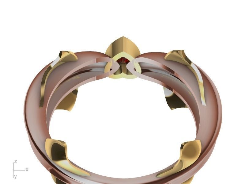 heart diamond dolphin ring stl verified  3D print model_6