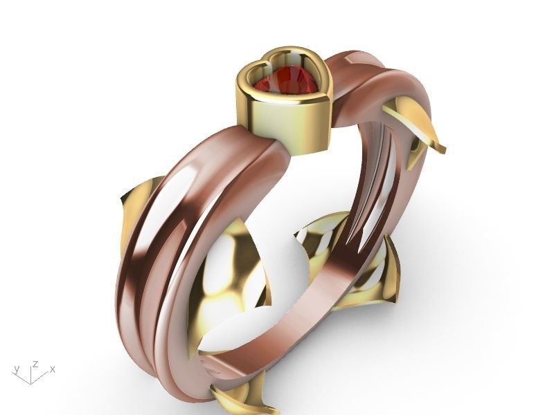 heart diamond dolphin ring stl verified  3D print model_8
