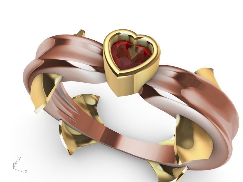 heart diamond dolphin ring stl verified  3D print model_2