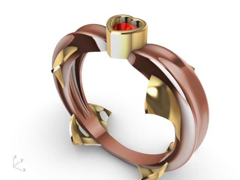 heart diamond dolphin ring stl verified  3D print model_10