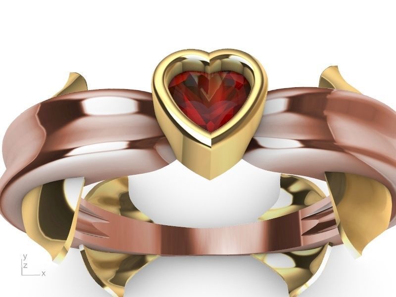 heart diamond dolphin ring stl verified  3D print model_1