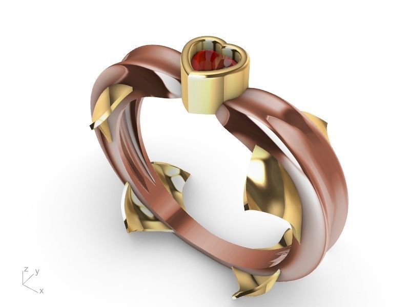 heart diamond dolphin ring stl verified  3D print model_15