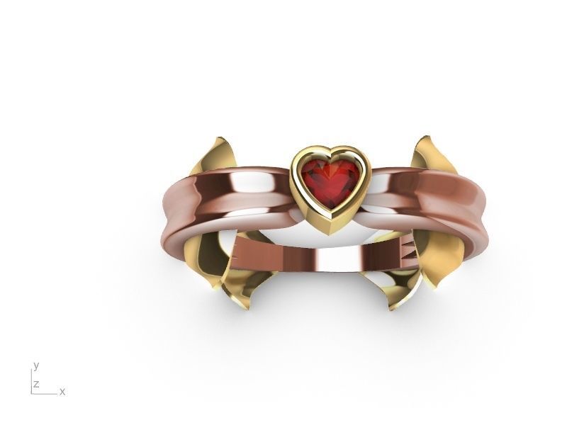 heart diamond dolphin ring stl verified  3D print model_12