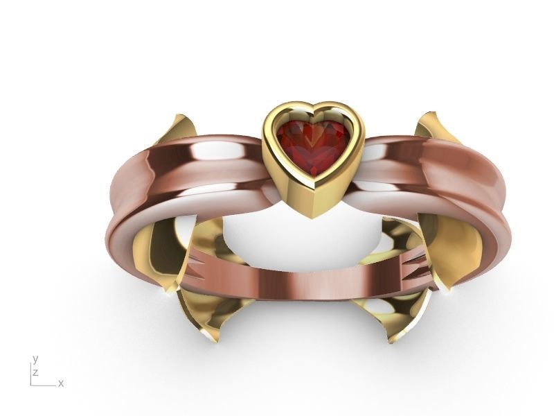 heart diamond dolphin ring stl verified  3D print model_9