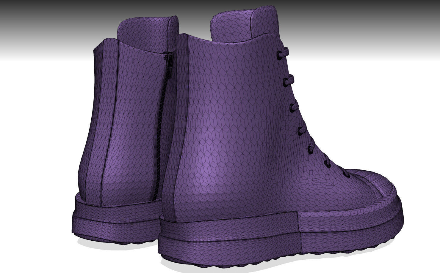 RICK OWENS RAMONES SHOES PBR Low-poly 3D model_8