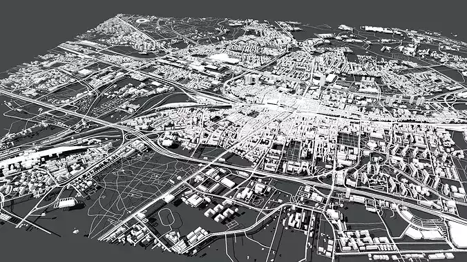 Cityscape Katowice Poland 3D model 2