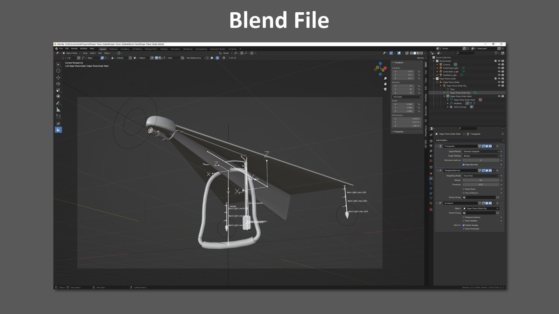 Paper Plane Glider Low-poly 3D model_27
