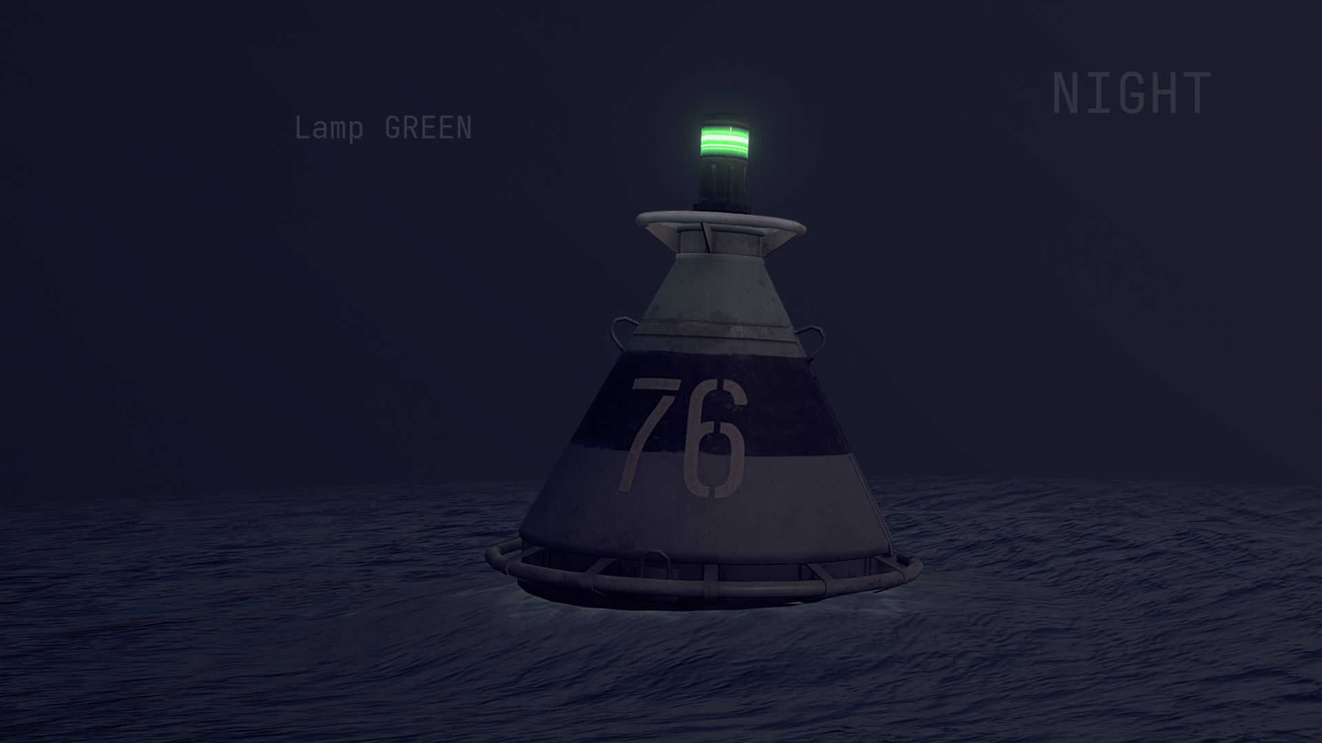 Buoy River RB-4-01 Left Turn Mark Low-poly 3D model_13
