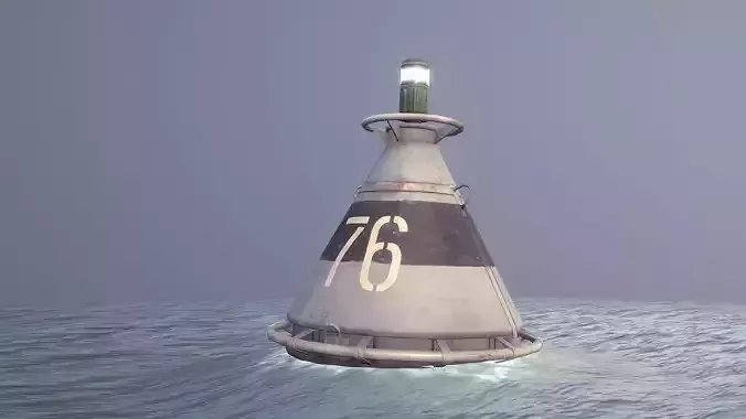 Buoy River RB-4-01 Left Turn Mark Low-poly 3D model