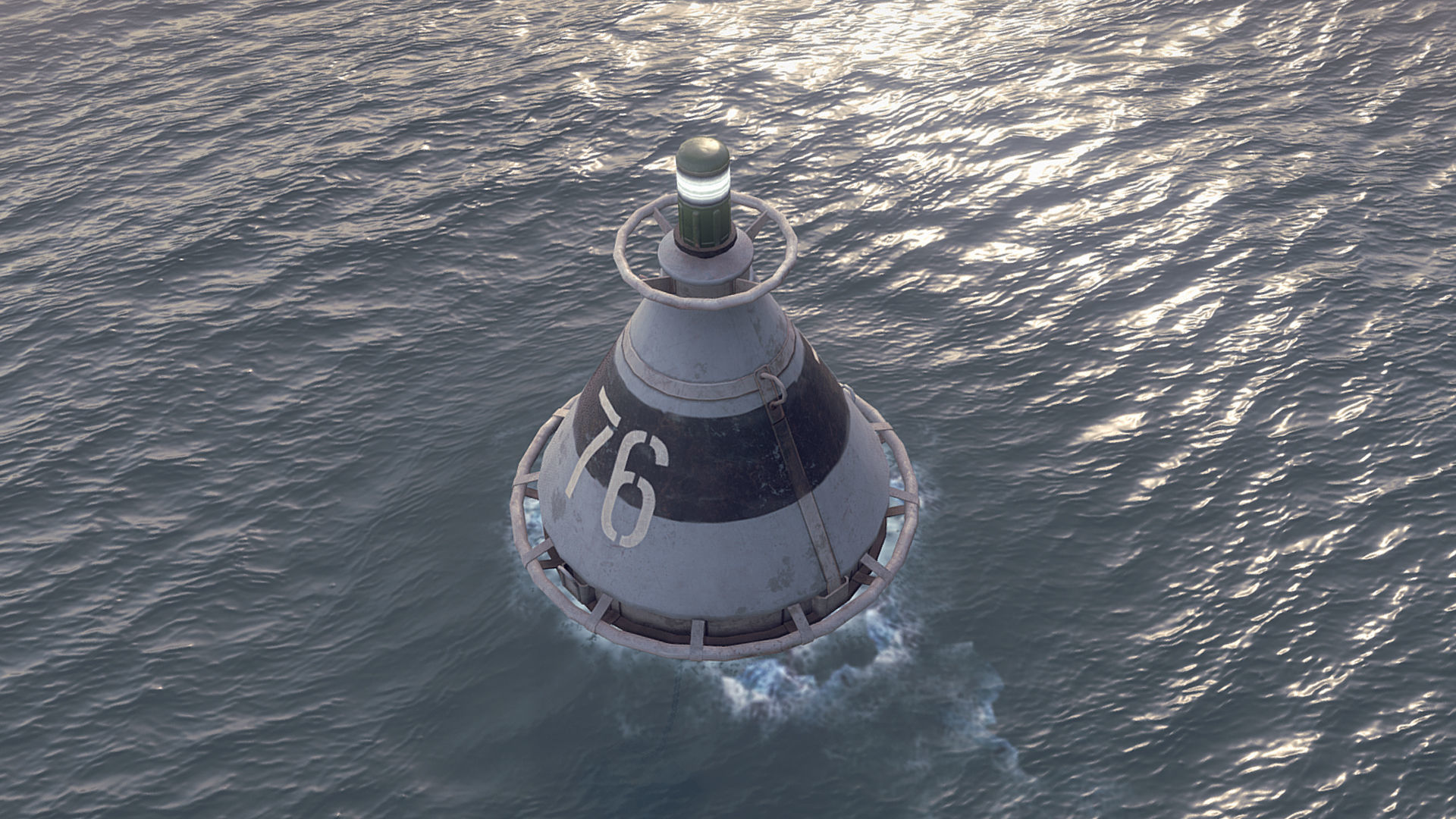 Buoy River RB-4-01 Left Turn Mark Low-poly 3D model_3