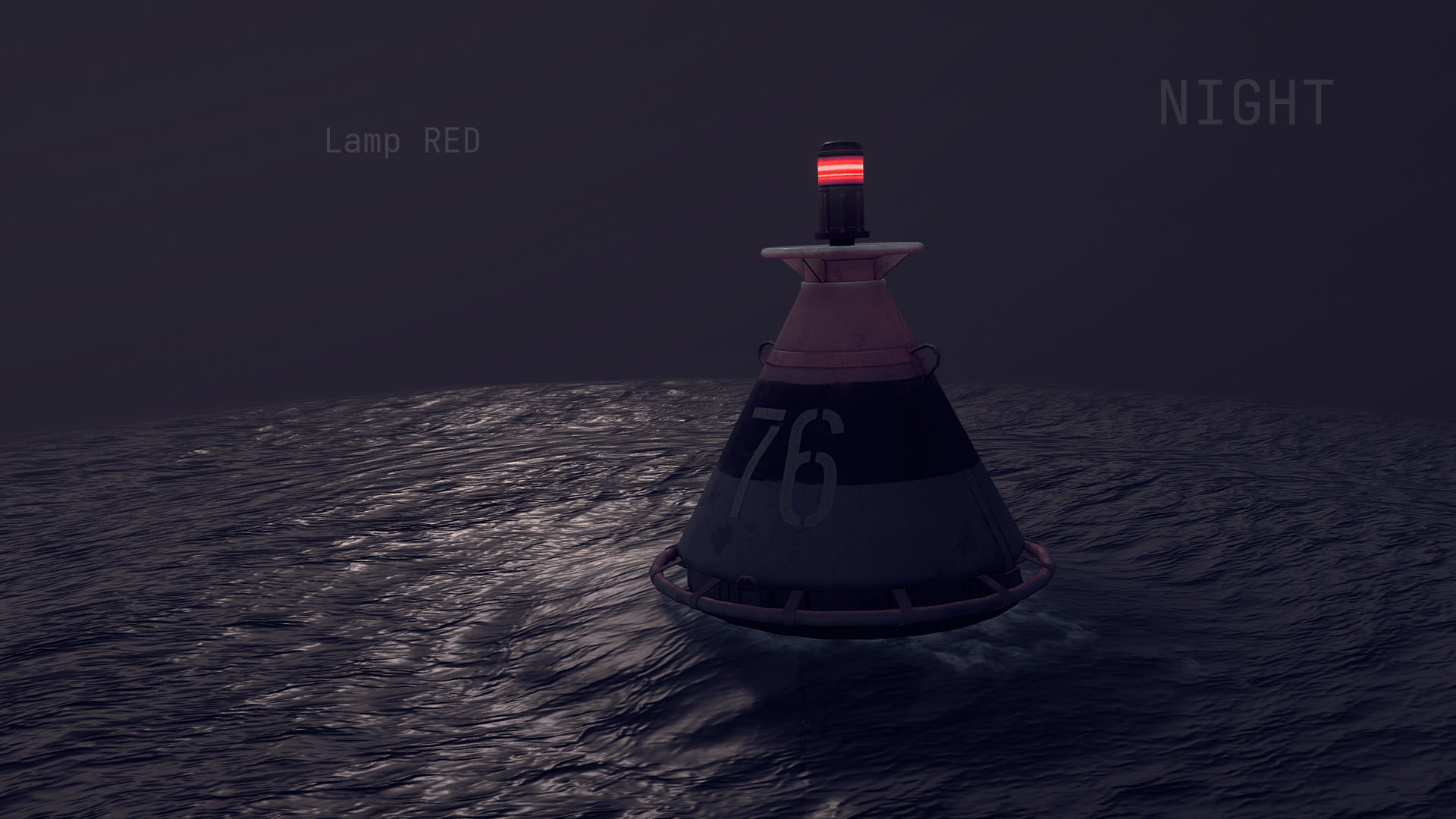 Buoy River RB-4-01 Left Turn Mark Low-poly 3D model_12