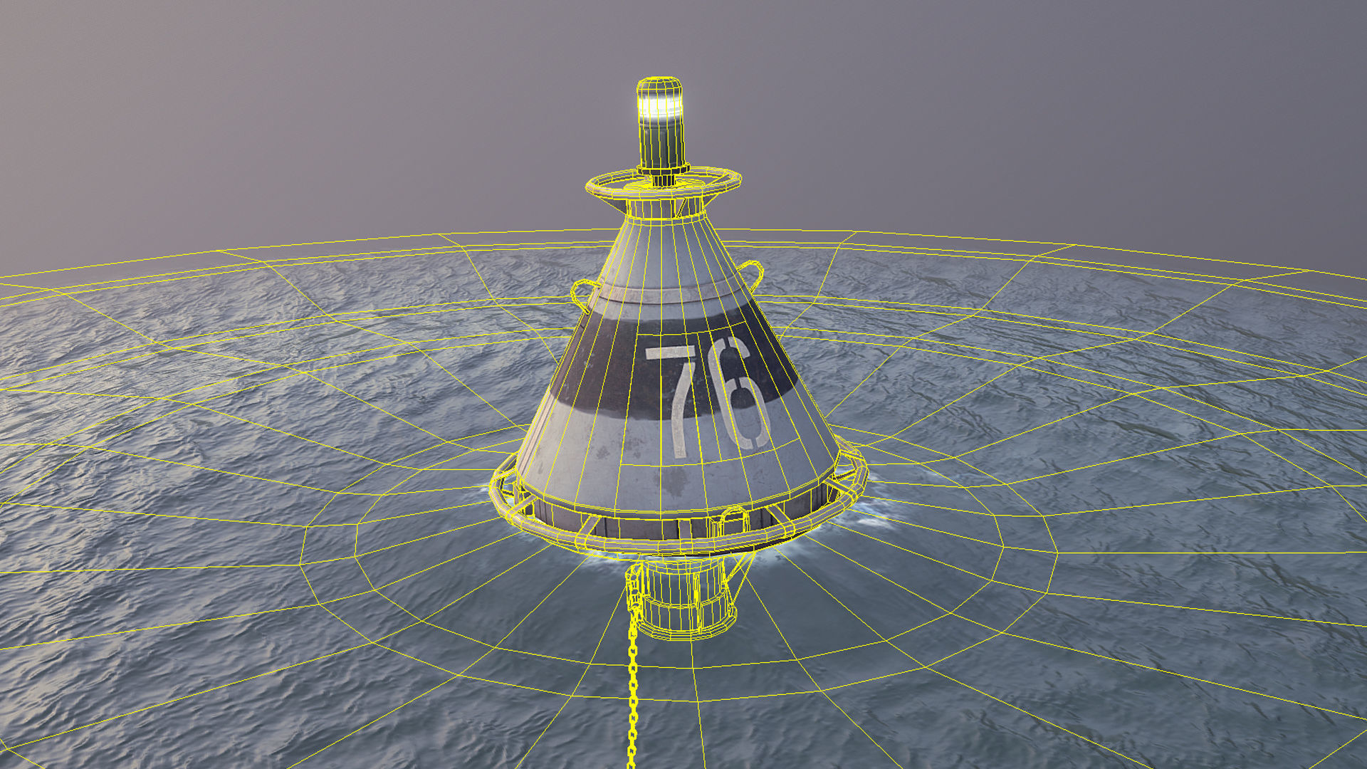 Buoy River RB-4-01 Left Turn Mark Low-poly 3D model_23