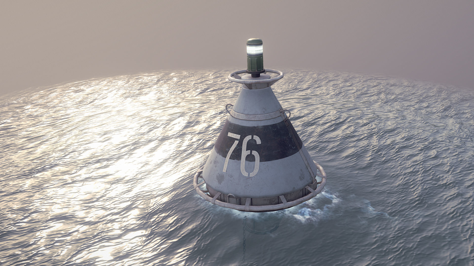Buoy River RB-4-01 Left Turn Mark Low-poly 3D model_2