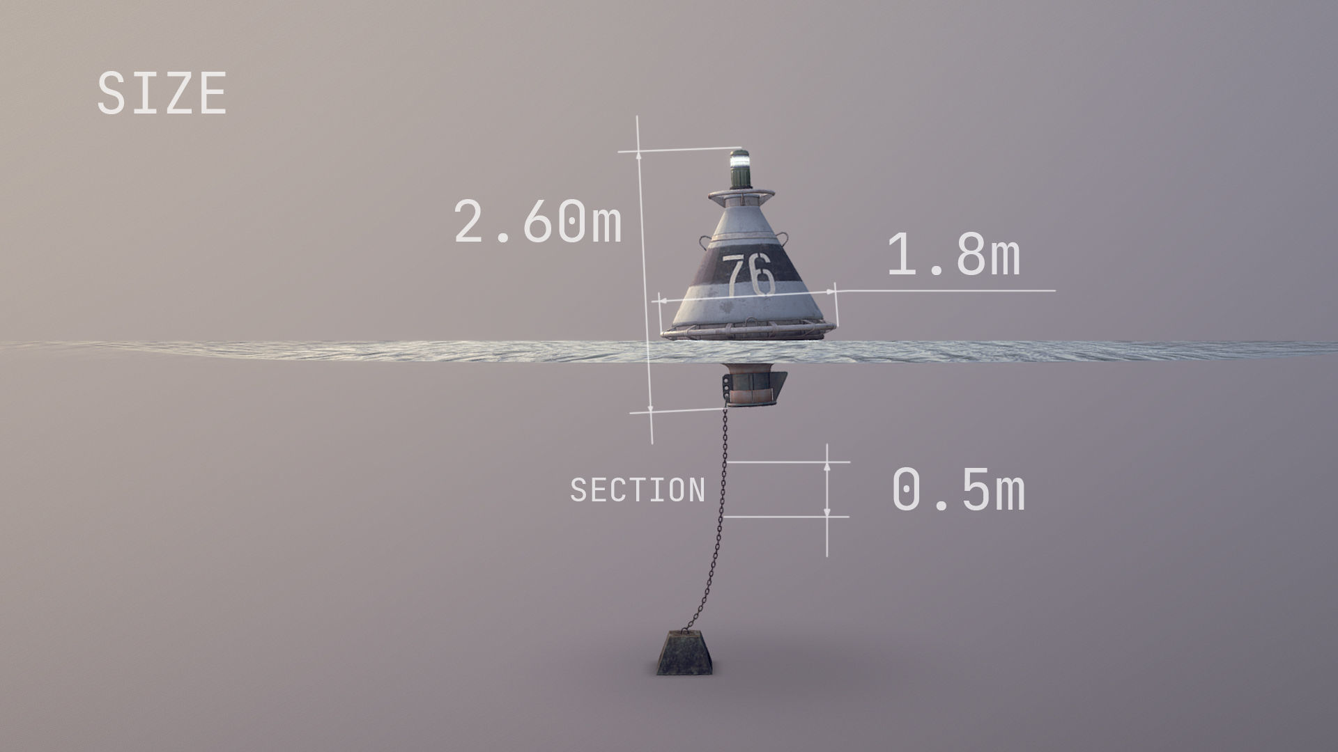 Buoy River RB-4-01 Left Turn Mark Low-poly 3D model_5