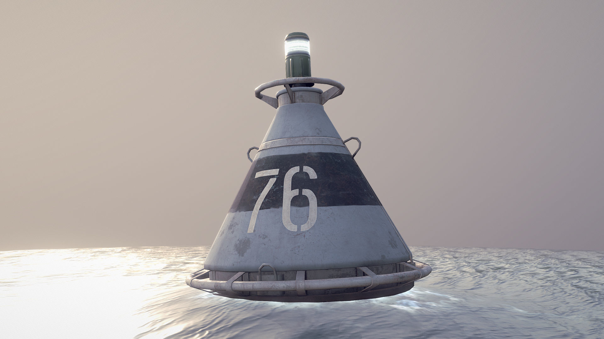 Buoy River RB-4-01 Left Turn Mark Low-poly 3D model_1