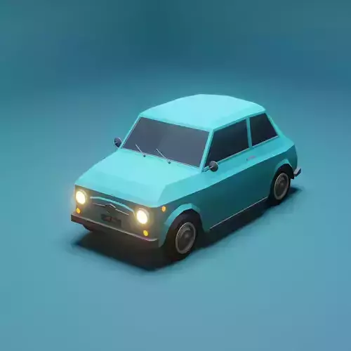 Low Poly Car 3D Model with headlights Free 3D model