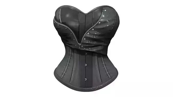 Open Zip Detailed Corset Low-poly 3D model