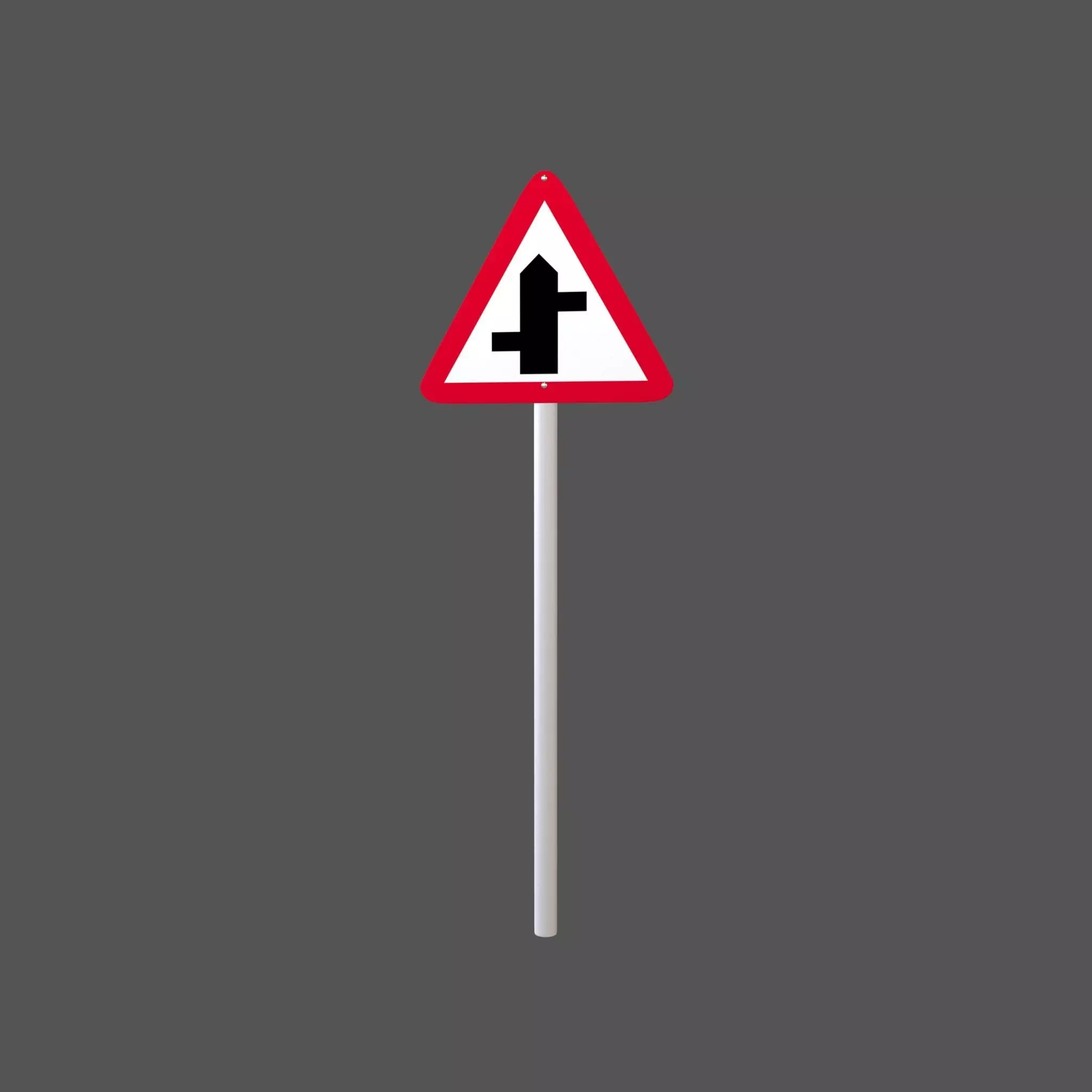 Hong Kong Staggered Junction Ahead Sign V1 001 Low-poly 3D model_0