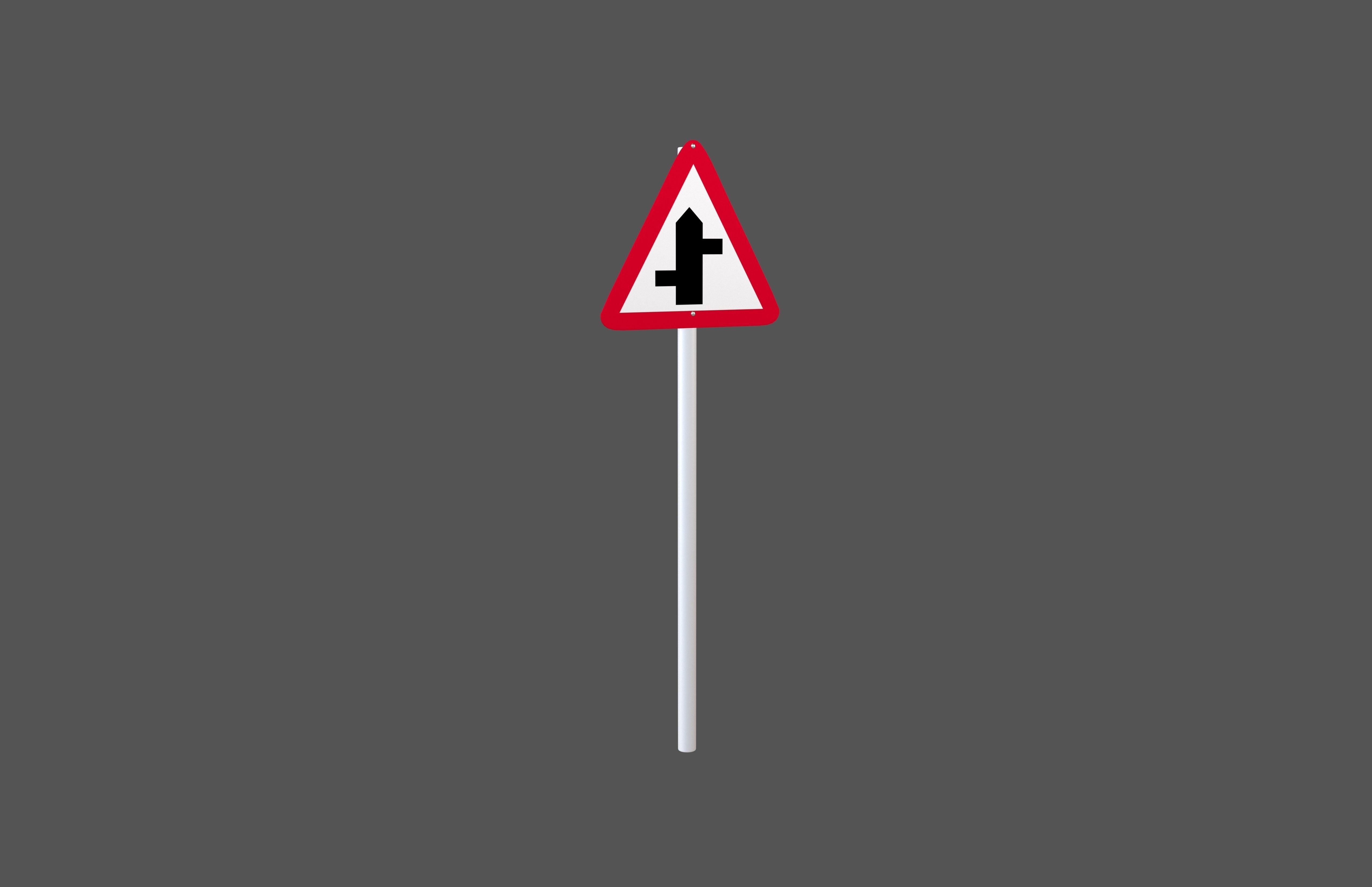 Hong Kong Staggered Junction Ahead Sign V1 001 Low-poly 3D model_1