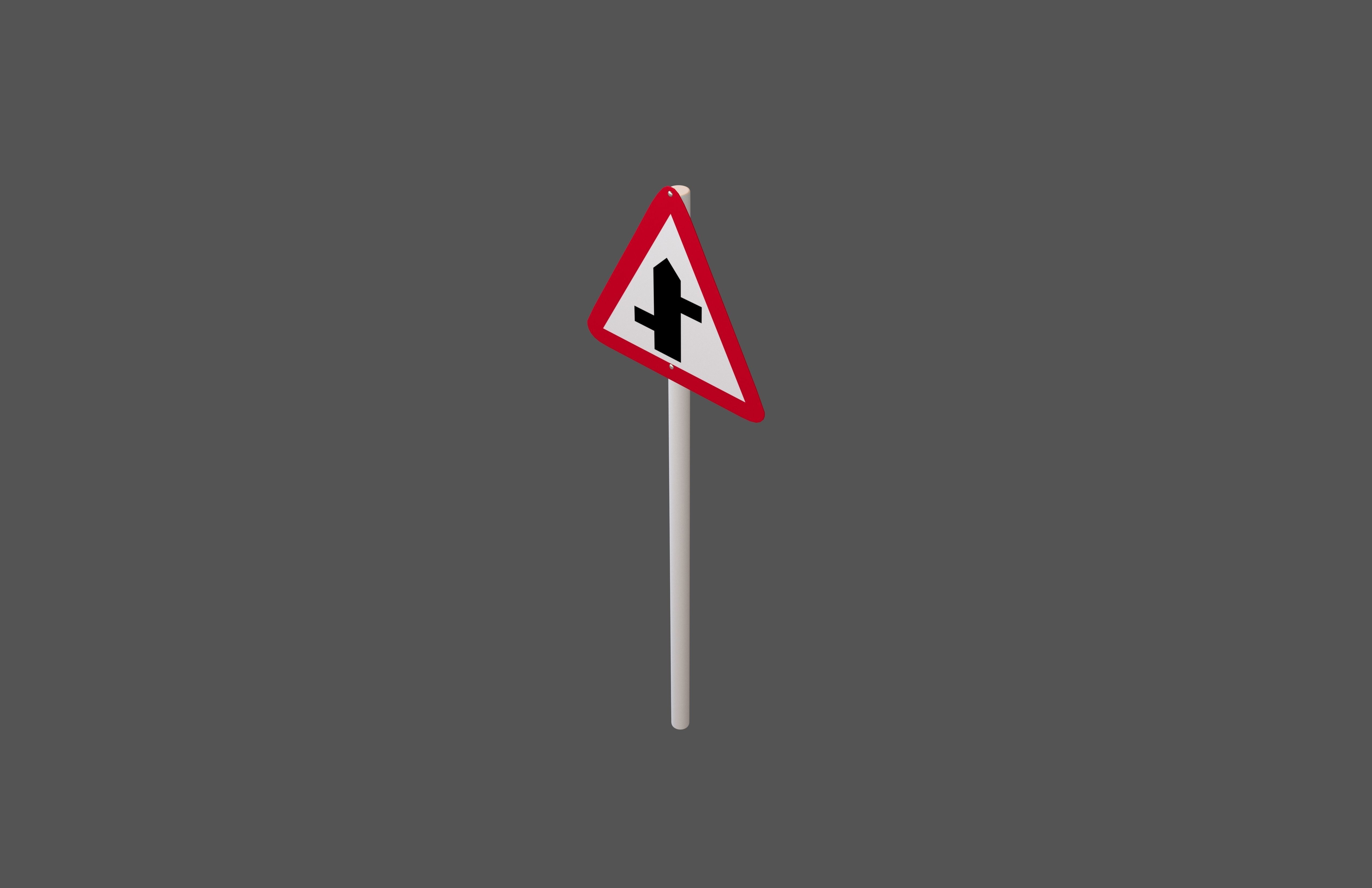 Hong Kong Staggered Junction Ahead Sign V1 001 Low-poly 3D model_2
