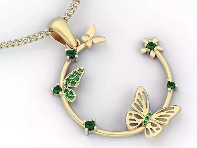 Butterfly pendant  gold jewelry printable 3D model