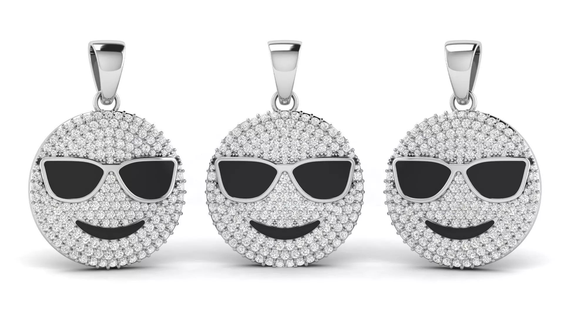 Cool Swag Smiley Diamond Emoji Pendant 3D print model