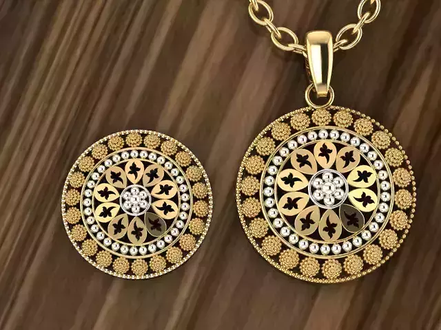 Round Shaped Gold Pendant Set