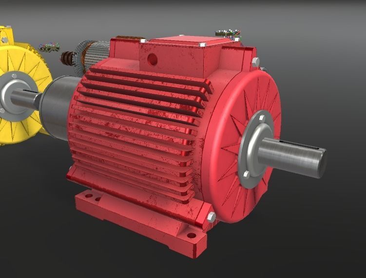 Asynchronous motor DC  Low-poly 3D model_6