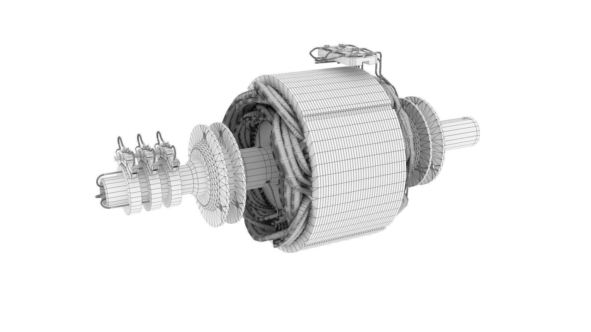 Asynchronous motor DC  Low-poly 3D model_16