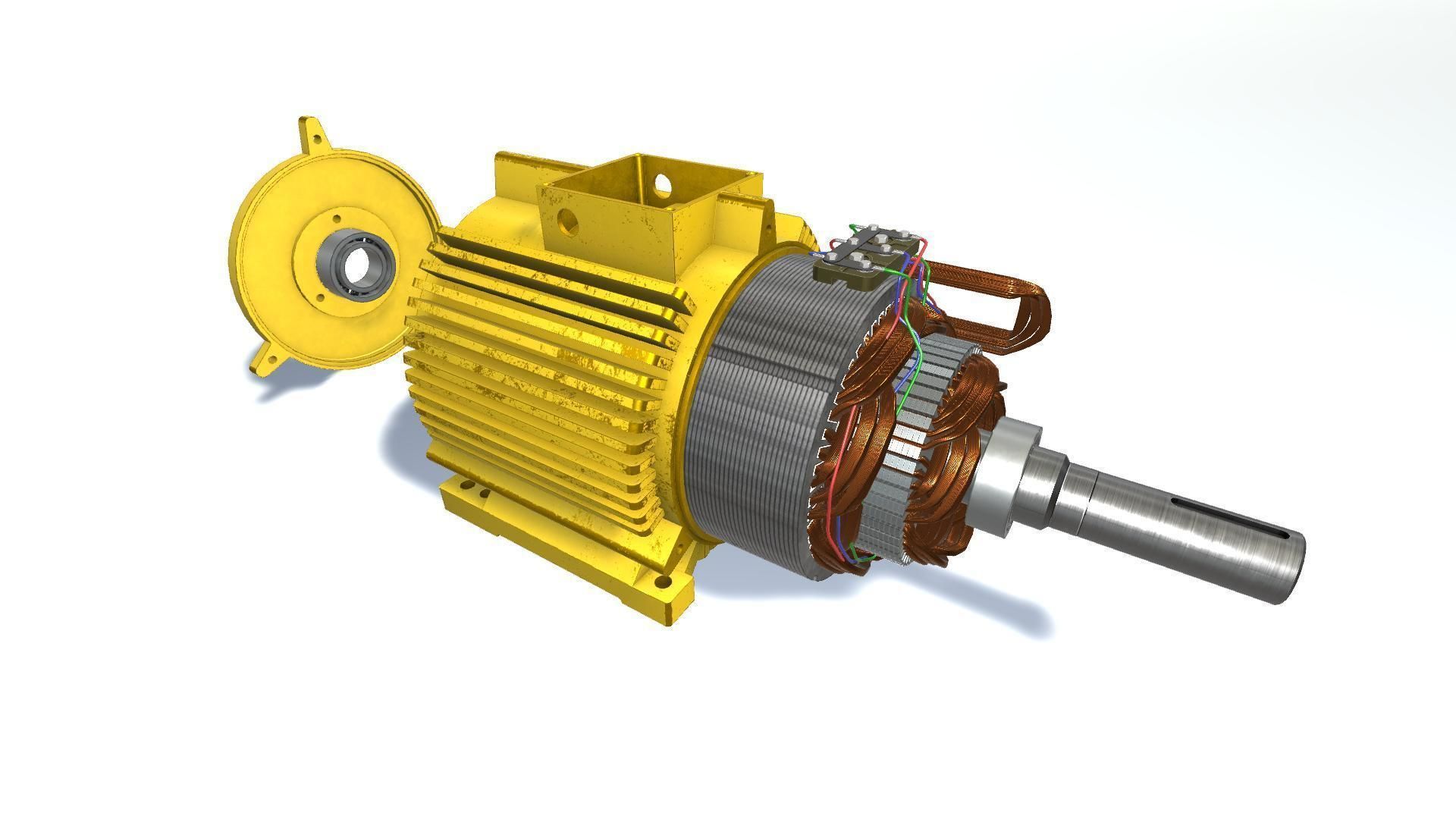 Asynchronous motor DC  Low-poly 3D model_9