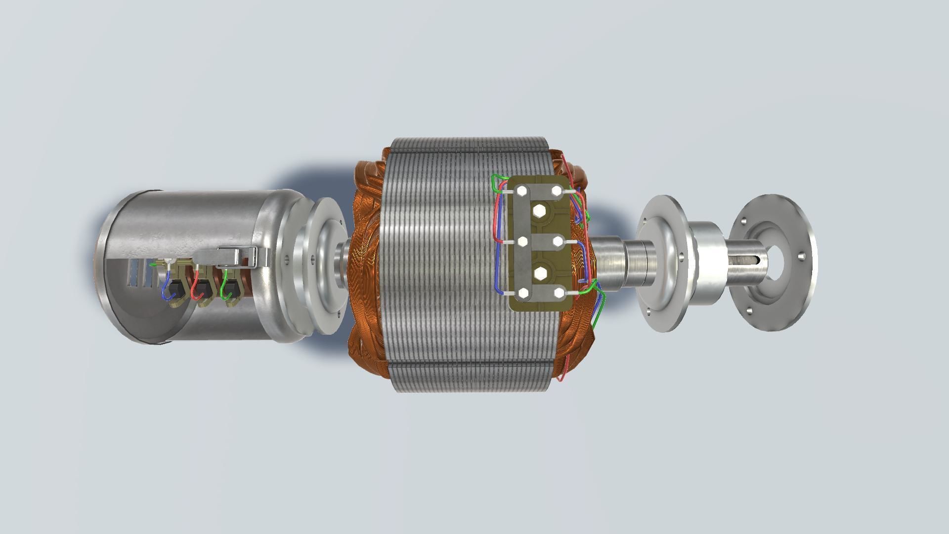 Asynchronous motor DC  Low-poly 3D model_5