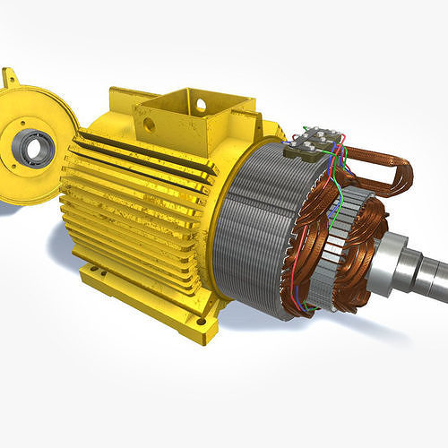 Asynchronous motor DC  Low-poly 3D model