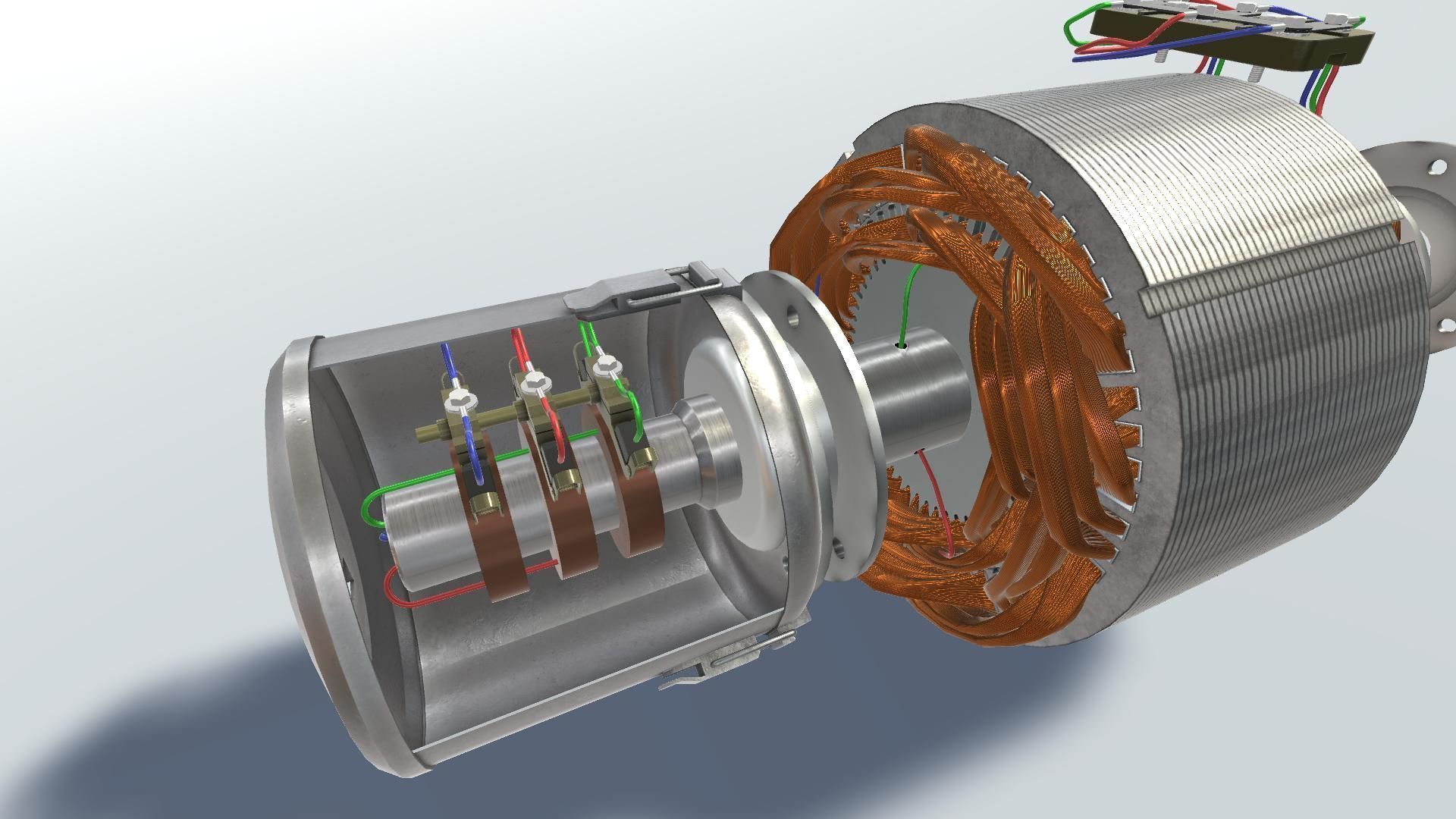 Asynchronous motor DC  Low-poly 3D model_4