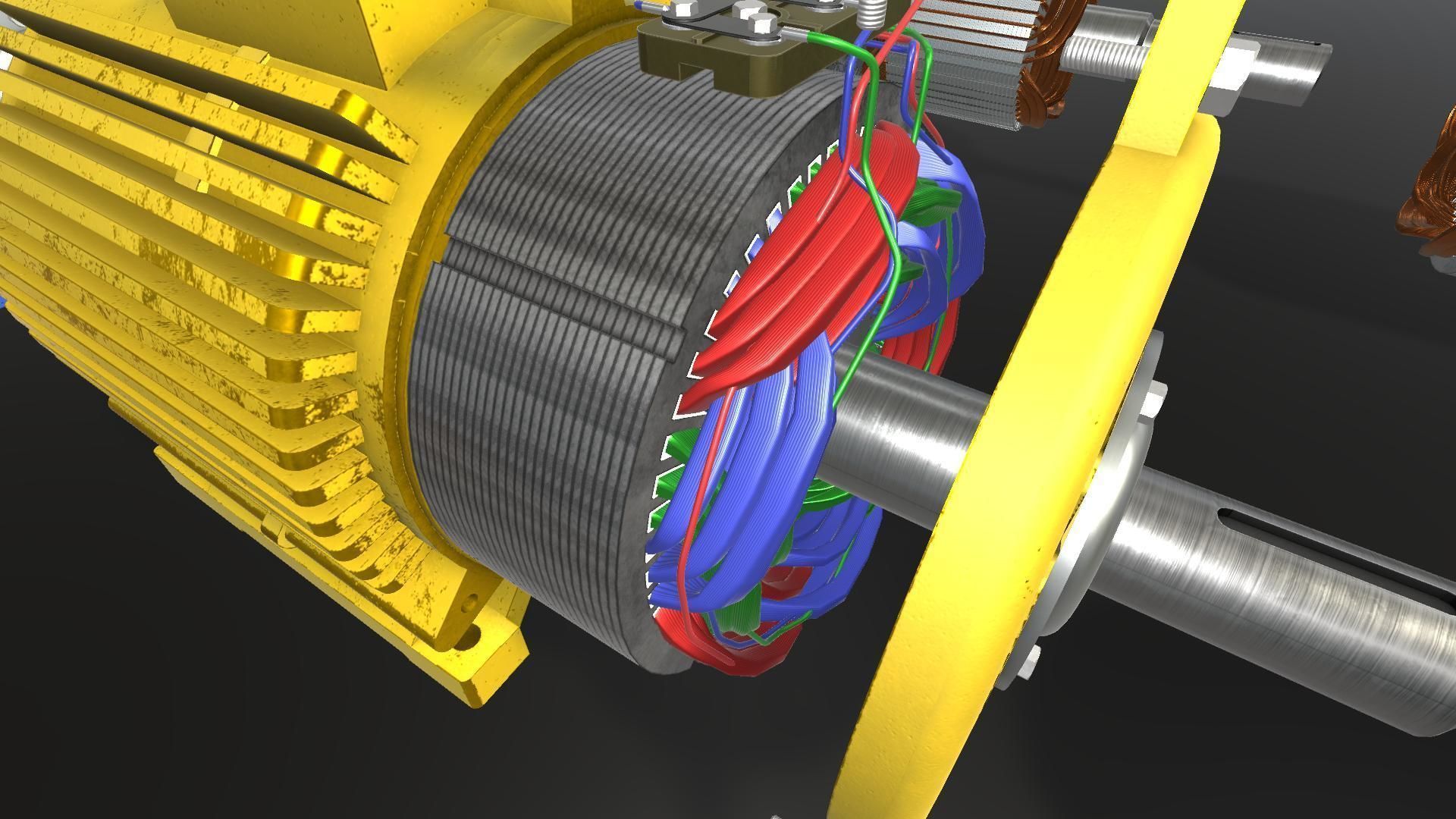 Asynchronous motor DC  Low-poly 3D model_11