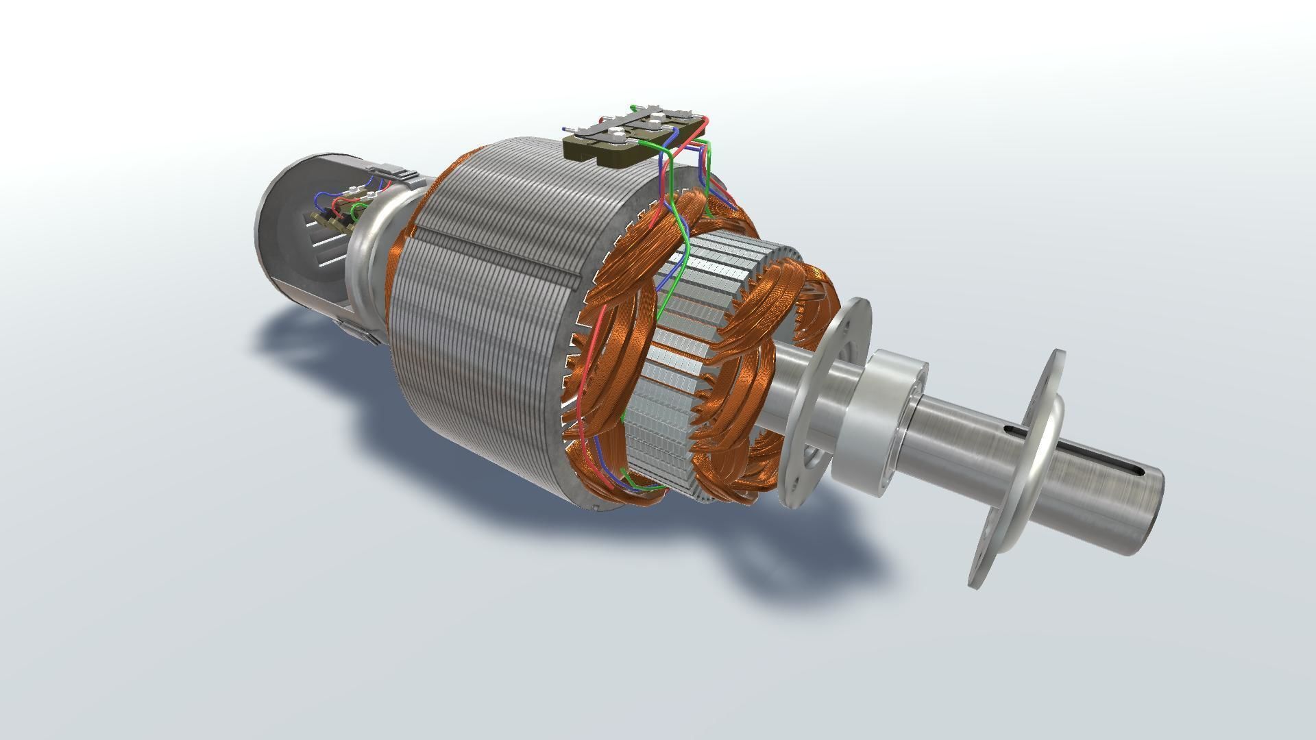 Asynchronous motor DC  Low-poly 3D model_3